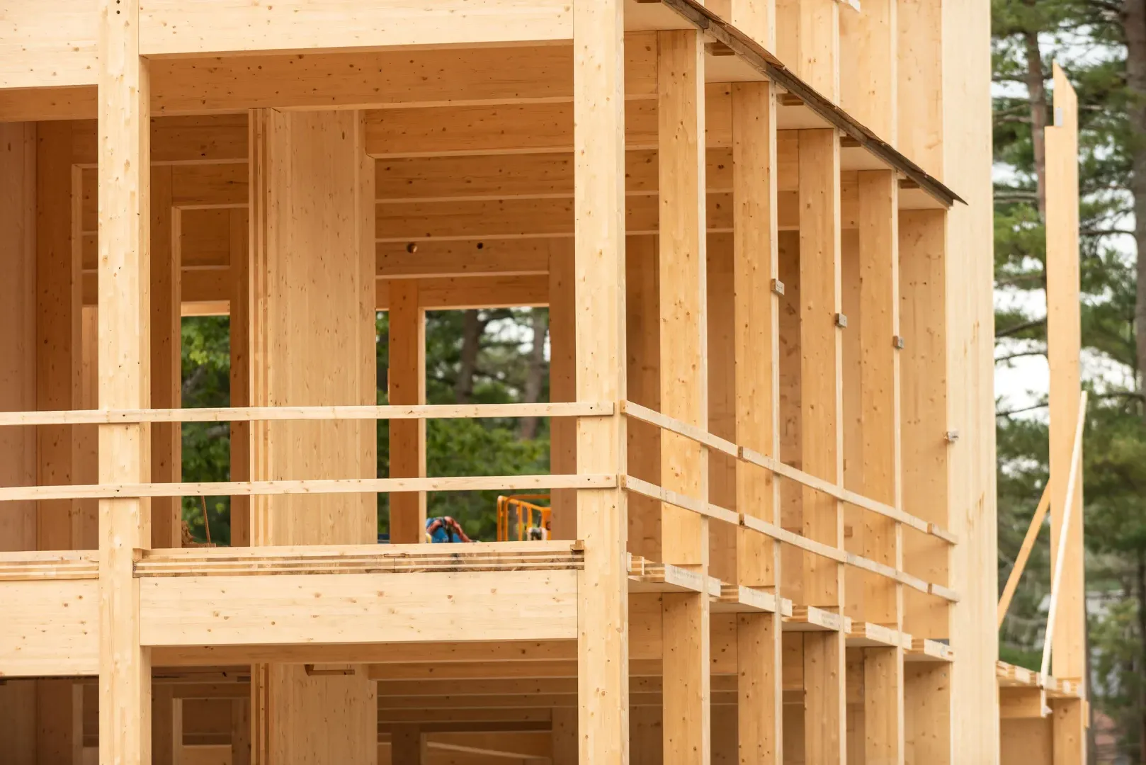 Photo of wooden framework of the Bowdoin College